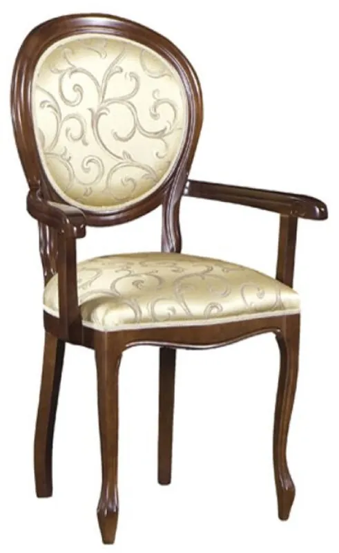 Jetzt Bestellen Casa Padrino chaise de salle à manger baroque de luxe avec accoudoirs or motif / marron foncé