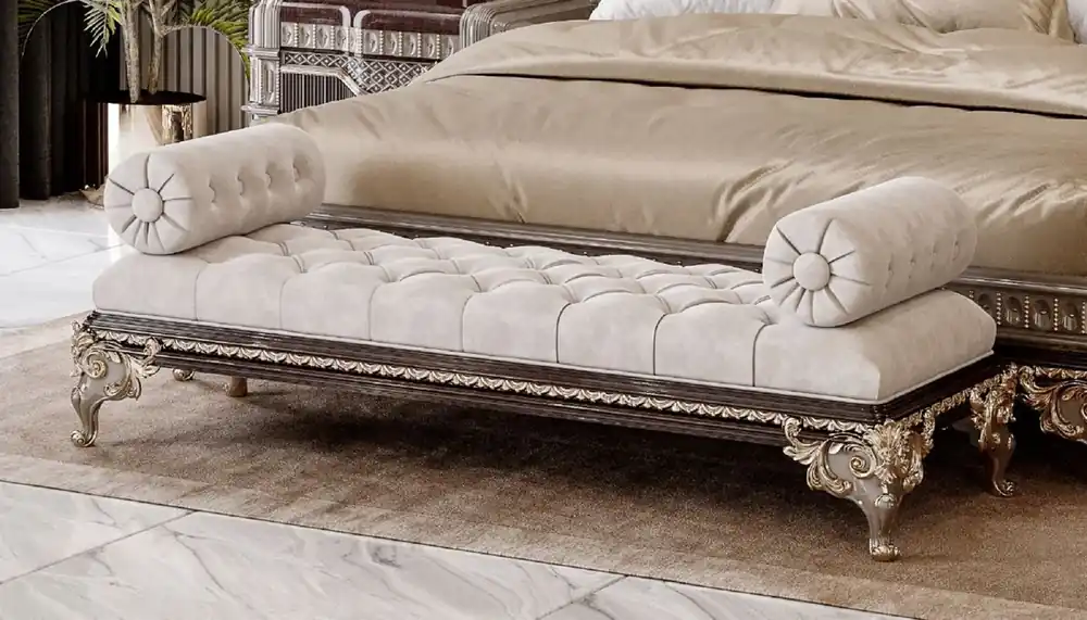 Casa Padrino banc baroque de luxe gris / marron foncé / or 170 cm Beliebt