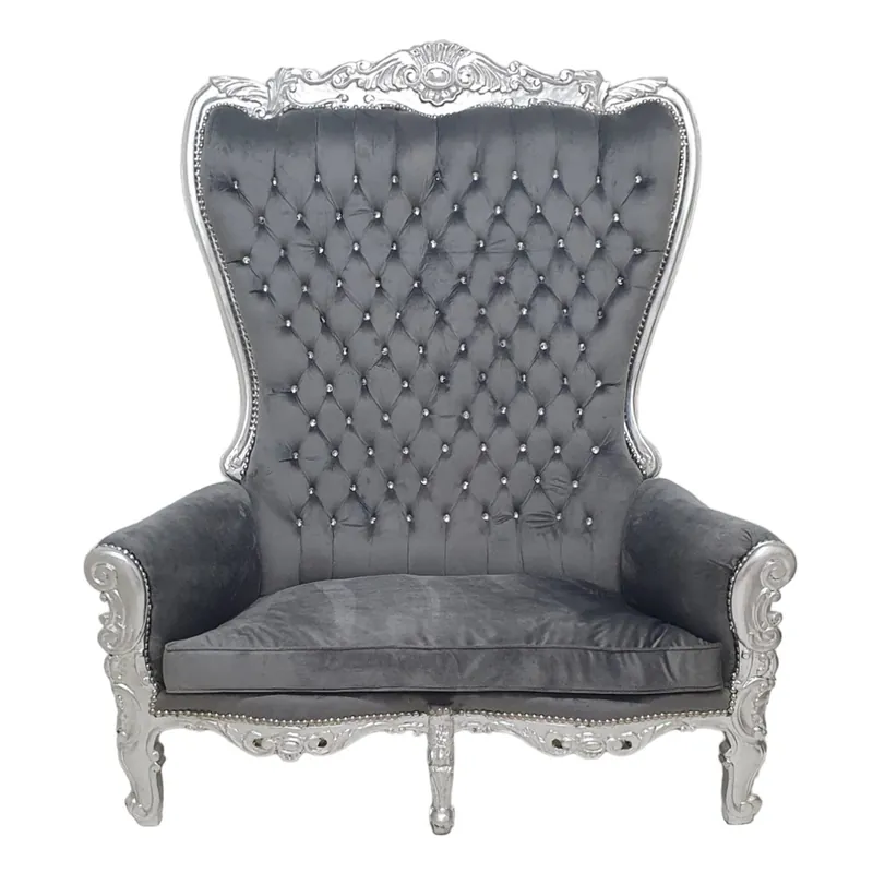 Top-Preis Casa Padrino Fauteuil Double Trône Baroque Gris Argent Bling Meubles