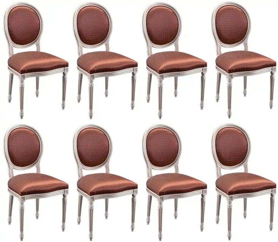 Sale Casa Padrino ensemble de 8 chaises de salle à manger baroque de luxe bordeaux rouge / blanc