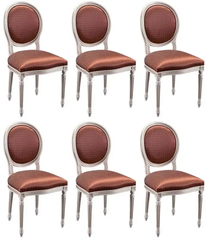 Casa Padrino ensemble de 6 chaises de salle à manger baroque de luxe bordeaux rouge / blanc Sale