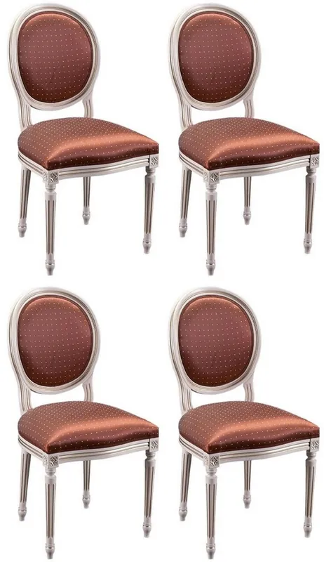 Casa Padrino ensemble de 4 chaises de salle à manger baroque de luxe bordeaux rouge / blanc Online Kaufen