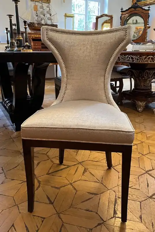 Neu Im Sortiment Casa Padrino chaise de salle à manger Art Déco de luxe argent / marron foncé