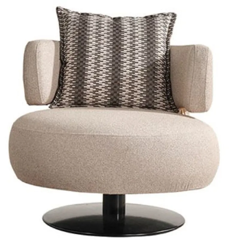 Casa Padrino fauteuil de luxe beige / noir Ø 95 x H. 88 cm Schnäppchen