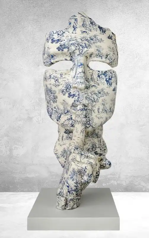 Casa Padrino sculpture décorative XXL crème / bleu / gris H. 180 cm Garantierte Lieferung