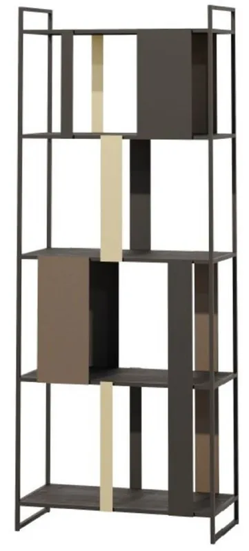Casa Padrino armoire étagère de luxe en métal noir / marron / laiton 78 cm Garantierte Lieferung