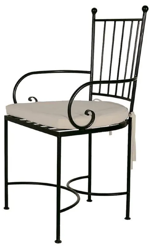 Beliebt Casa Padrino chaise de jardin Art Nouveau de luxe en fer forgé avec accoudoirs noir / crème
