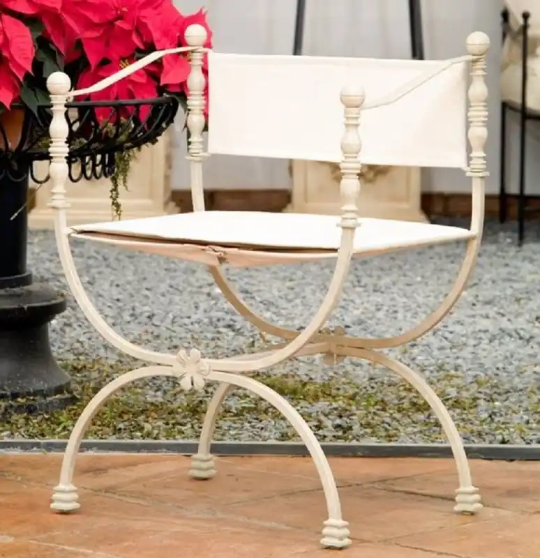 Beliebt Casa Padrino chaise de jardin Art Nouveau de luxe en fer forgé avec accoudoirs crème / blanc H. 80 cm