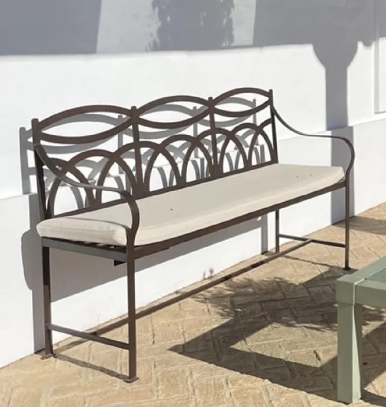 Casa Padrino banc de jardin Art Nouveau de luxe en fer forgé marron / crème 150 cm Top-Preis
