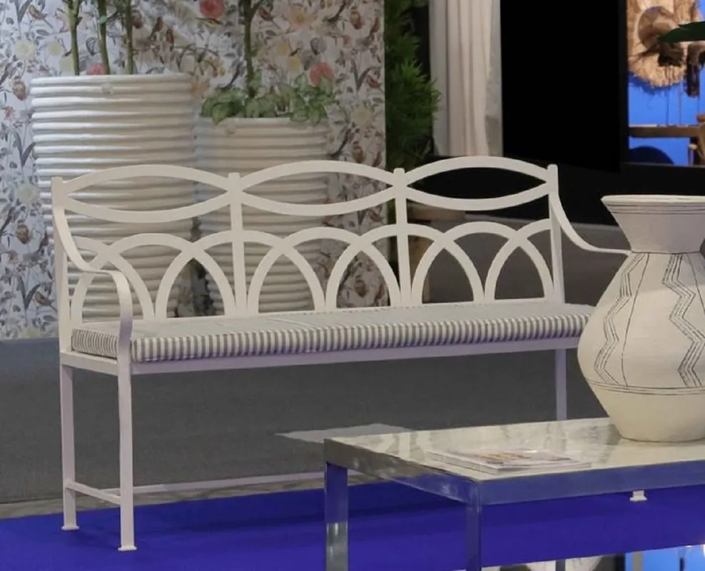 Rabatt Casa Padrino banc de jardin Art Nouveau de luxe en fer forgé blanc / gris 150 cm