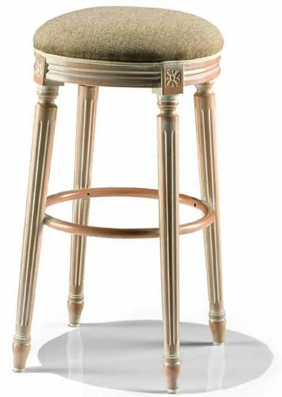 Wochenendangebot Casa Padrino Tabouret de Bar Baroque de Luxe Vert / Ivoire / Beige - Fabriqué en Italie