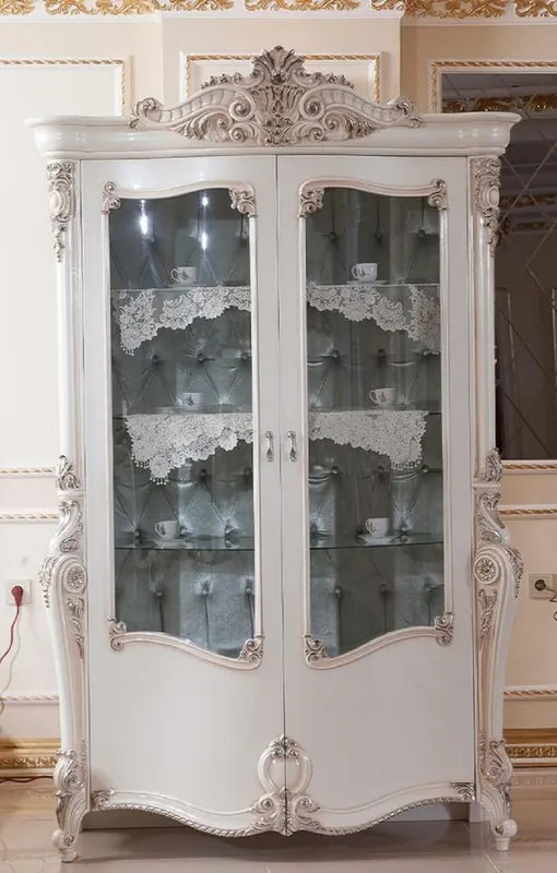 Casa Padrino vitrine baroque de luxe crème / blanc / argent H. 220 cm Sonderaktion