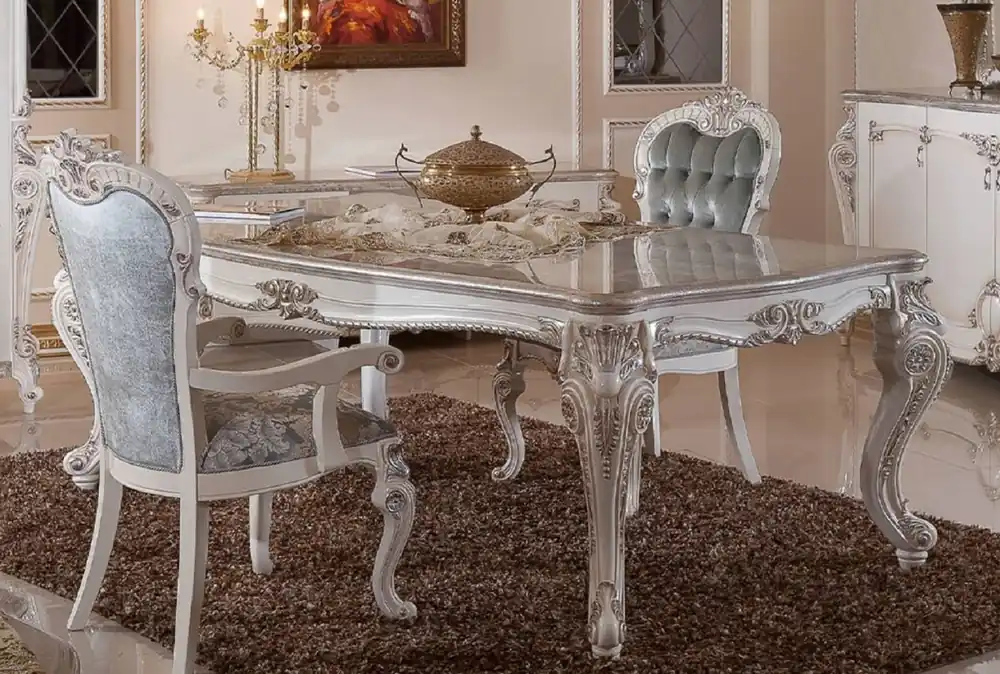 Casa Padrino ensemble de salle à manger baroque de luxe vert / argent / blanc Ausverkauf