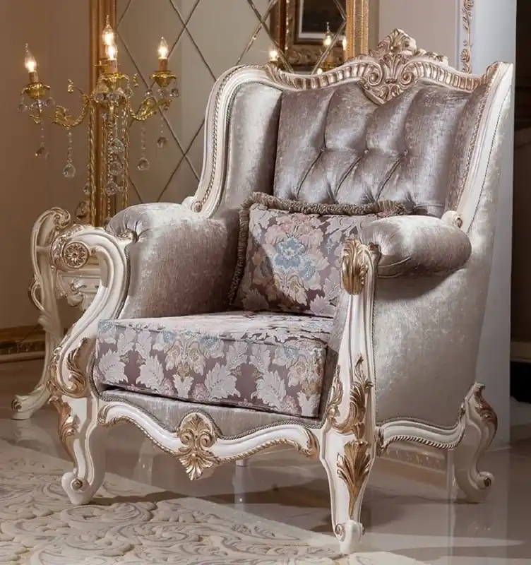 Casa Padrino fauteuil de salon baroque de luxe marron / blanc / or 112 cm Bestseller