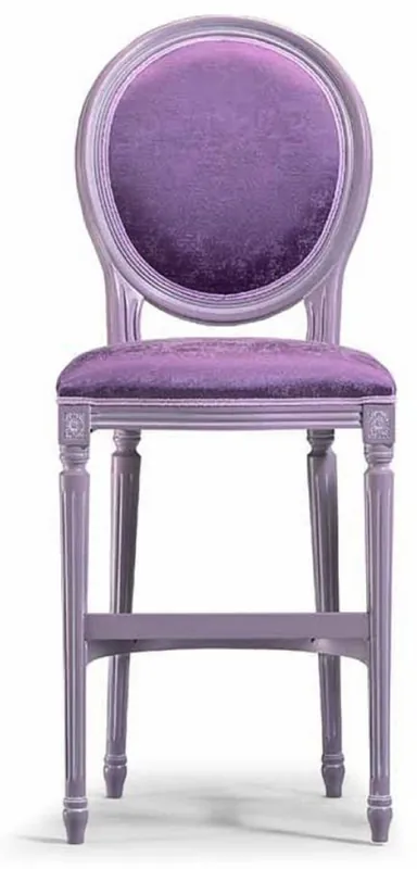 Schneller Versand Casa Padrino Chaise de Bar Baroque de Luxe Violet / Gris - Fabriqué en Italie