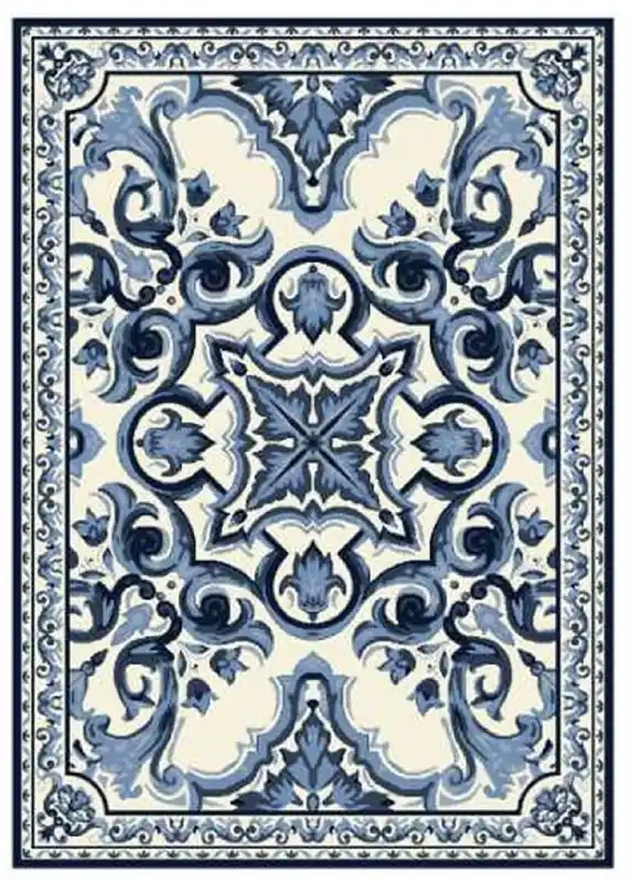 Expressversand Casa Padrino Tapis de Salon Baroque de Luxe Blanc / Bleu - Différentes Tailles