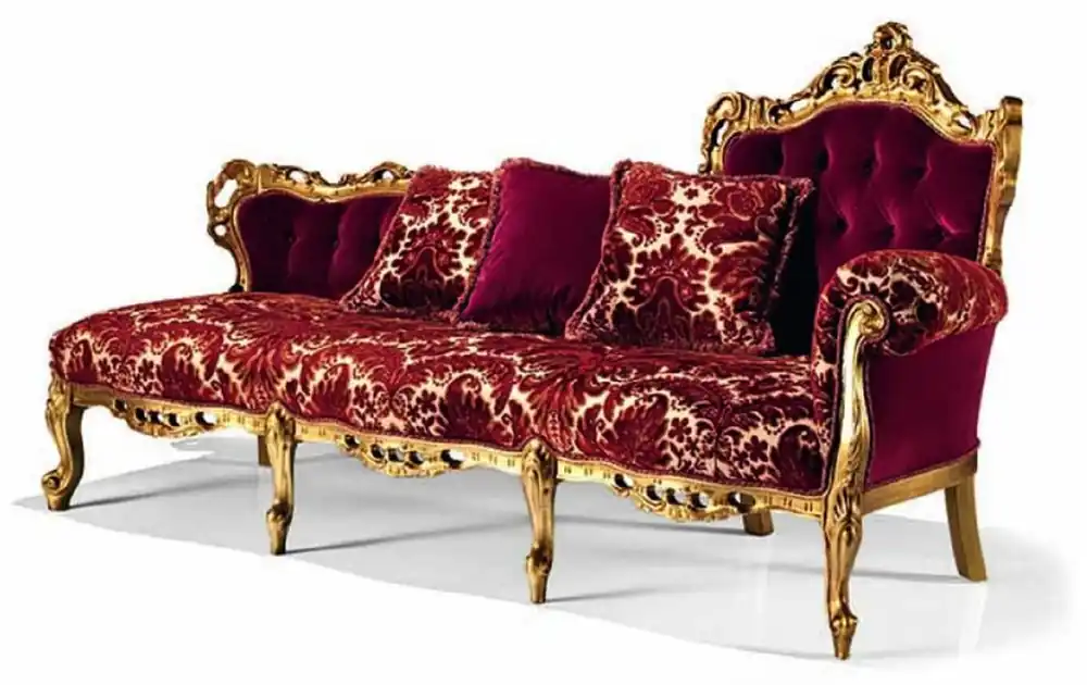 Casa Padrino chaise longue baroque de luxe bordeaux rouge / or 202 cm - Fabriqué en Italie Wochenendangebot