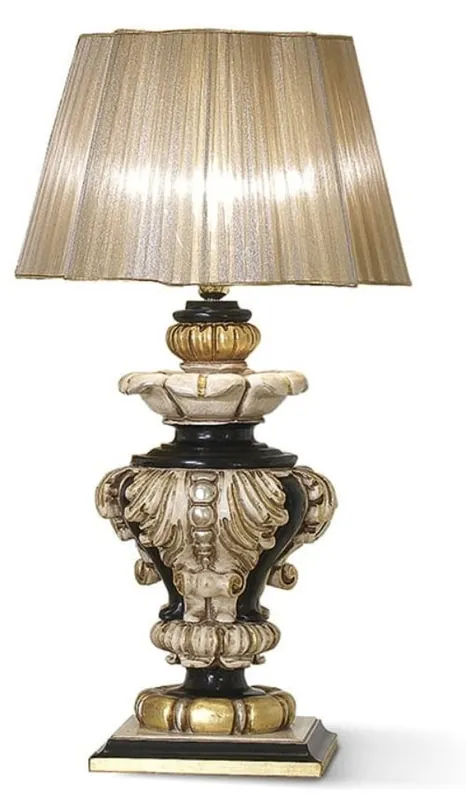 Casa Padrino lampe de table baroque de luxe ivoire / noir / or H. 74 cm - Fabriquée en Italie Finale Aktion