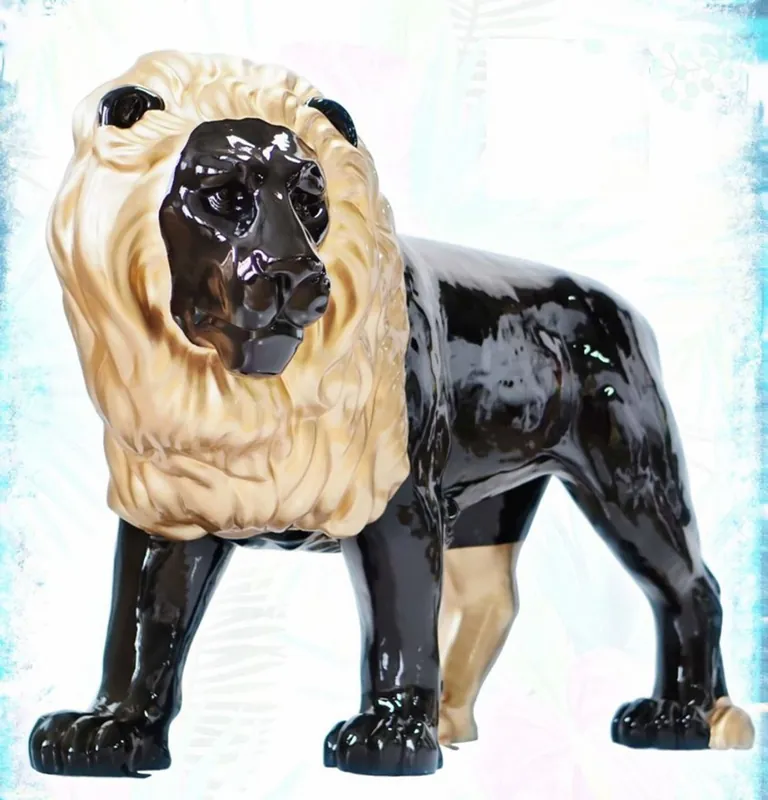 Casa Padrino sculpture décorative XXL lion noir / or 185 cm Nur Für Kurze Zeit