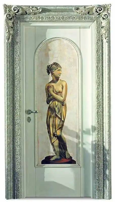 Neu Casa Padrino porte d'appartement baroque de luxe blanc / argent / or 129 cm - Fabriqué en Italie