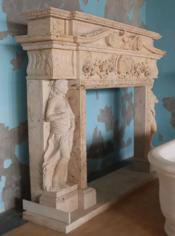 Casa Padrino cadre de cheminée baroque de luxe en travertin beige 250 x H. 197 cm Neue Ware