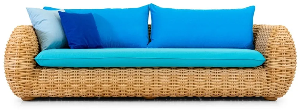 Casa Padrino canapé de jardin luxe 3 places naturel / bleu 254 cm Expressversand