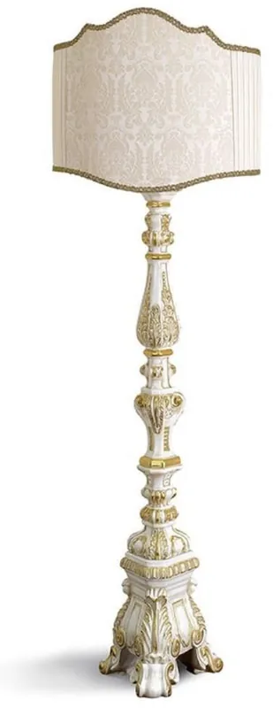 Casa Padrino lampadaire baroque de luxe blanc / or H. 184 cm - Fabriqué en Italie Sofort Bestellen