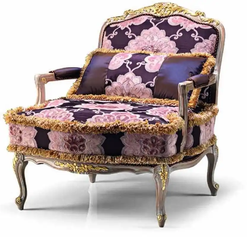 Neue Ware Casa Padrino fauteuil baroque de luxe violet / gris / or - Fabriqué en Italie