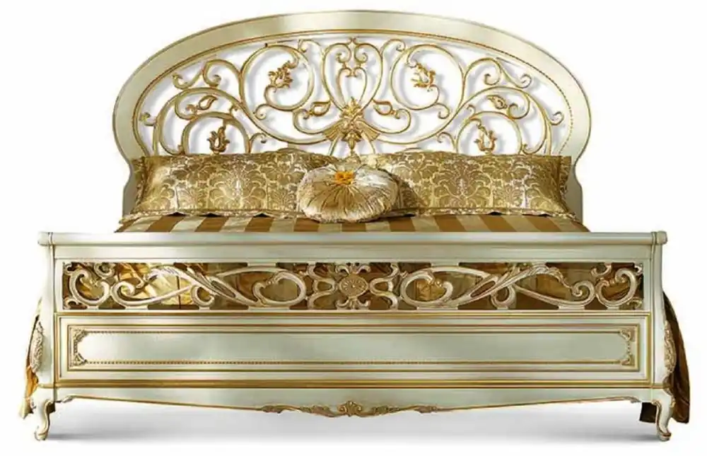 Casa Padrino lit double baroque de luxe ivoire / or - Fabriqué en Italie Nur Für Kurze Zeit