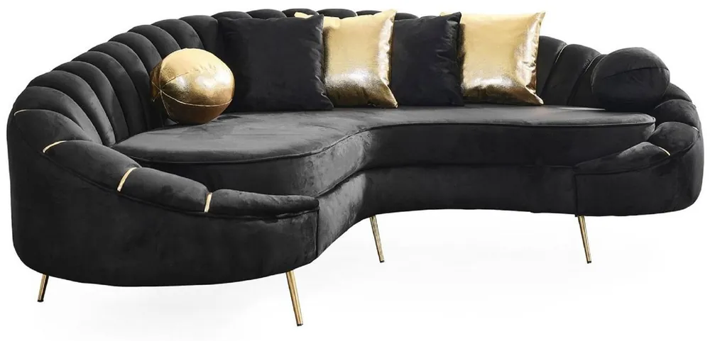 Neue Ware Casa Padrino canapé 3 places de salon de luxe noir / or 250 cm