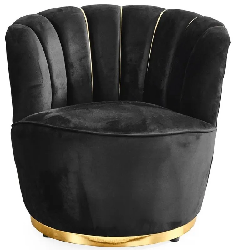 Neu Casa Padrino fauteuil de salon de luxe noir / or Ø 75 x H. 90 cm