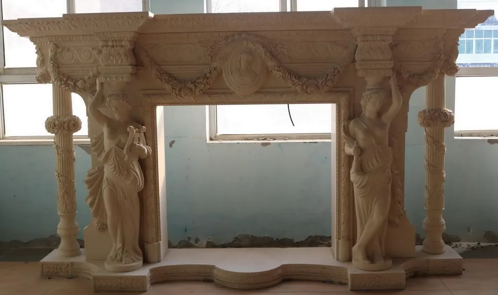 Casa Padrino cadre de cheminée baroque de luxe en marbre beige 290 x H. 165 cm Sichere Zahlung