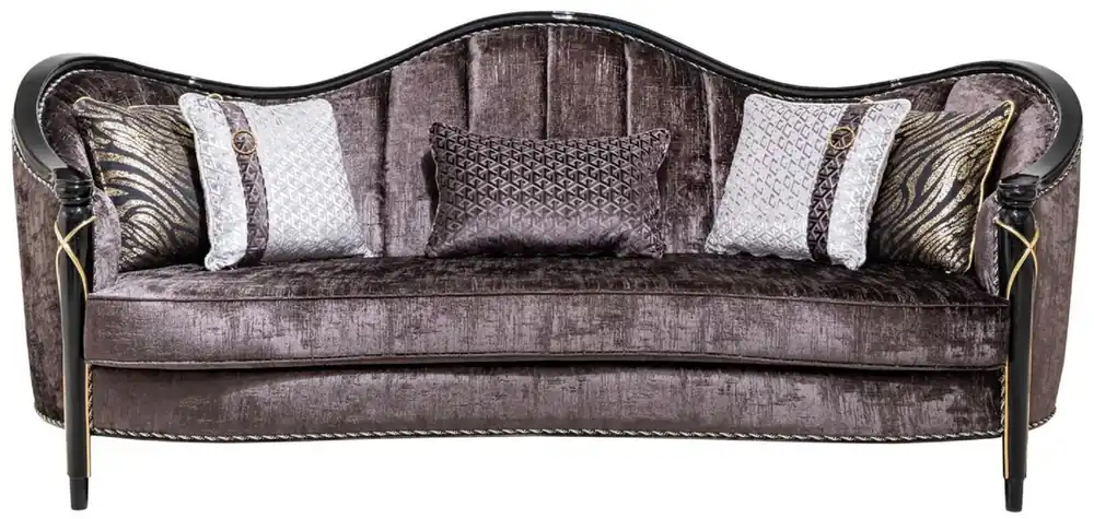 Casa Padrino canapé de salon baroque de luxe violet / noir / or 250 cm Schnäppchen