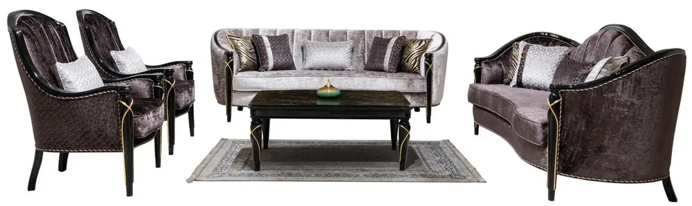 Preiswert Casa Padrino ensemble de salon baroque de luxe argent / violet / noir / or