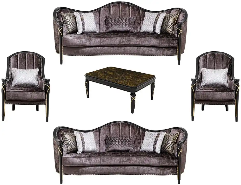 Casa Padrino ensemble de meubles de salon baroque de luxe violet / noir / or Schneller Versand