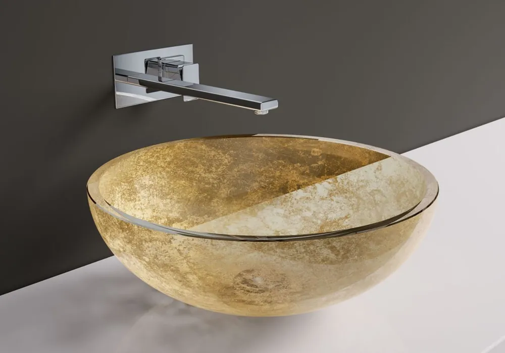 Casa Padrino Lavabo de Luxe en Verre Cristal Or Ø 44 cm - Fabriqué en Italie Neu