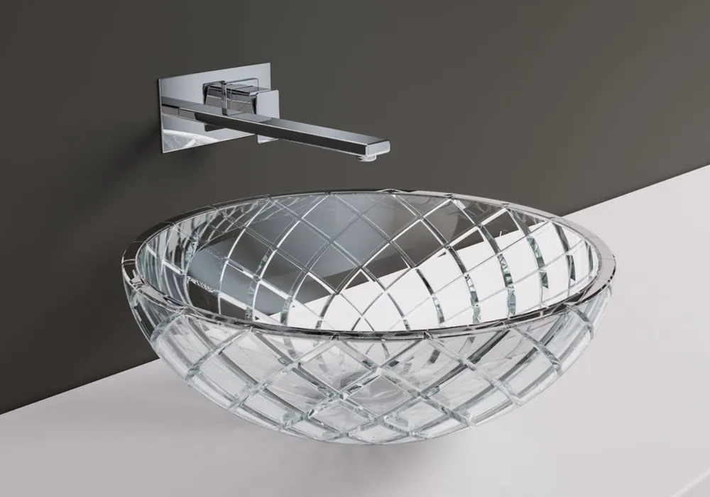 Casa Padrino Lavabo de Luxe en Verre Cristal Transparente Ø 44 cm - Fabriqué en Italie Preisknaller