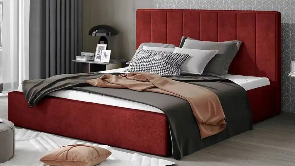 Casa Padrino Lit Double de Luxe avec Matelas Bordeaux Rouge - Différentes Tailles Jetzt Bestellen