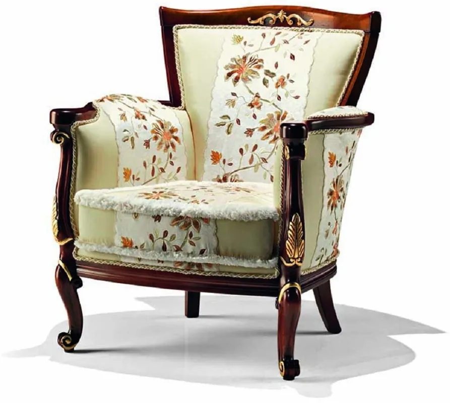 Must-Have Casa Padrino fauteuil baroque de luxe vert clair / marron / or - Fabriqué en Italie