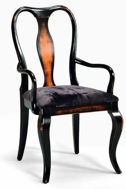 Casa Padrino Chaise de Salle à Manger Baroque de Luxe avec Accoudoirs Noir / Marron - Fabriquée en Italie Nur Heute