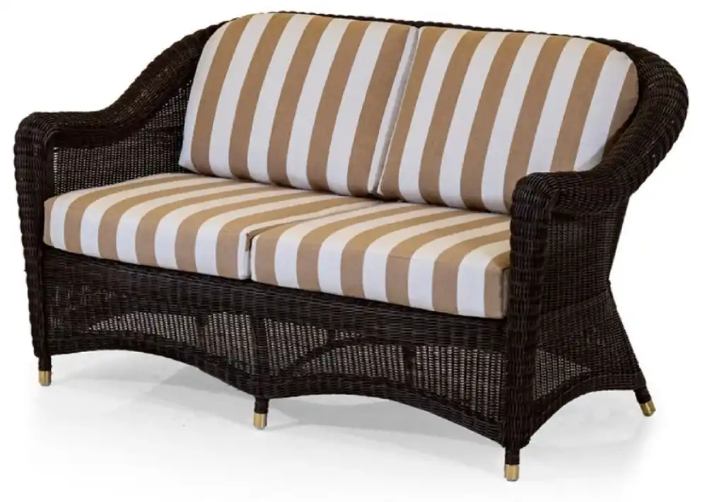 Direktkauf Casa Padrino canapé de jardin de luxe 2 places marron foncé / blanc / marron 140 cm