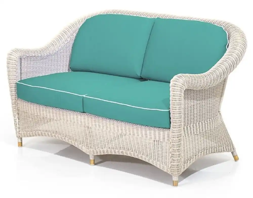 Super-Preis Casa Padrino canapé de jardin de luxe 2 places blanc / turquoise 140 cm