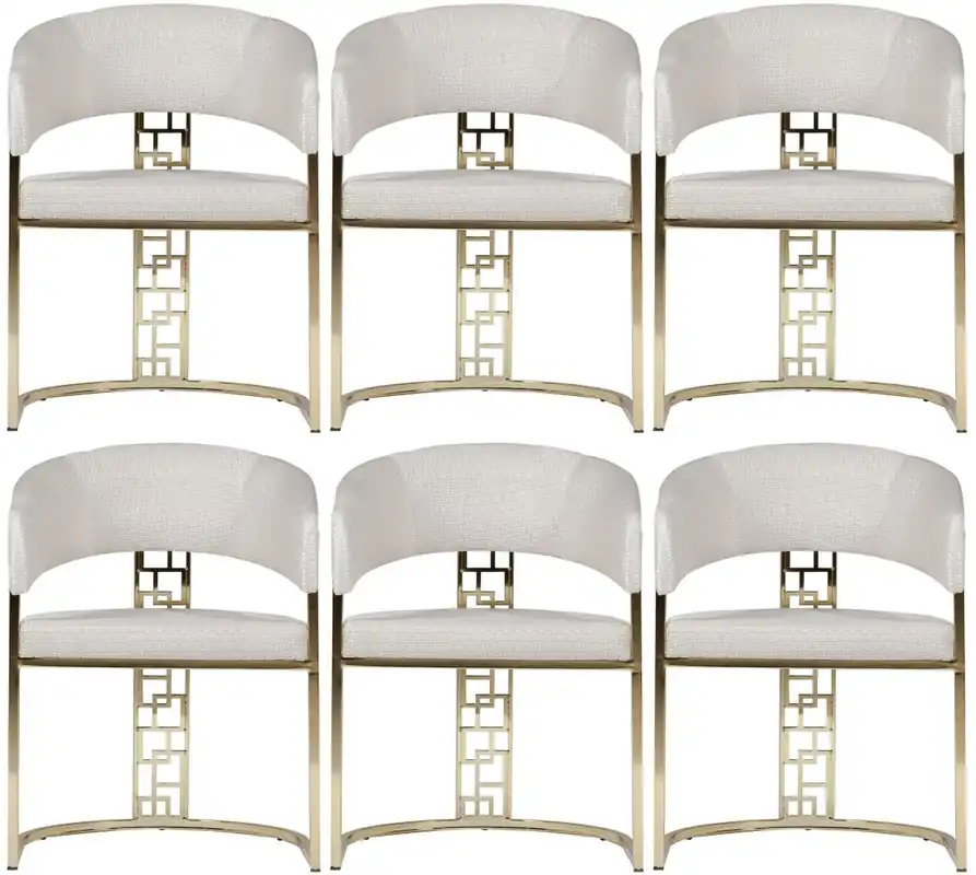 Casa Padrino ensemble de 6 chaises de salle à manger de luxe avec accoudoirs blanc / or H. 83 cm Neue Ware
