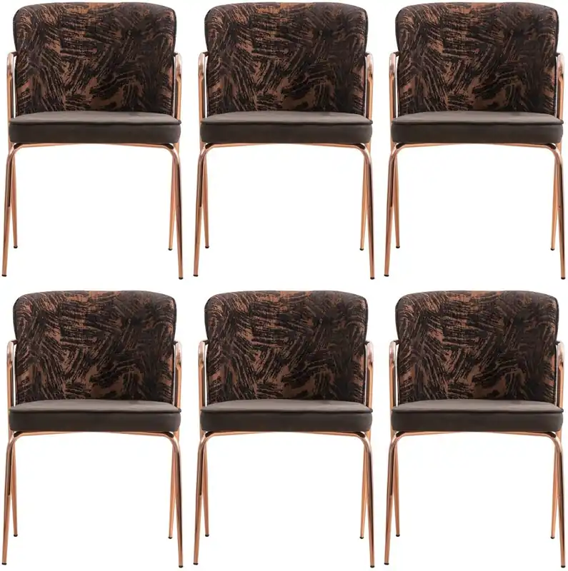 Sonderaktion Casa Padrino ensemble de 6 chaises de salle à manger de luxe avec accoudoirs gris / marron / noir / cuivre