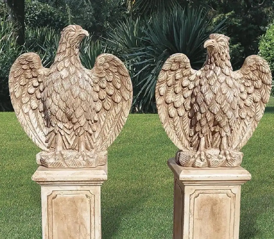 Casa Padrino Ensemble de Sculptures Décoratives de Jardin Baroque Aigle Beige H. 76 cm - Fabriqué en Italie Solange Der Vorrat Reicht