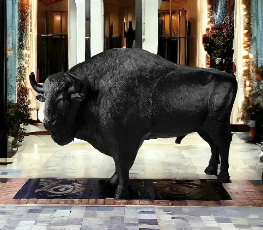 Casa Padrino sculpture décorative XXL bison noir 260 x H. 170 cm Sichere Zahlung