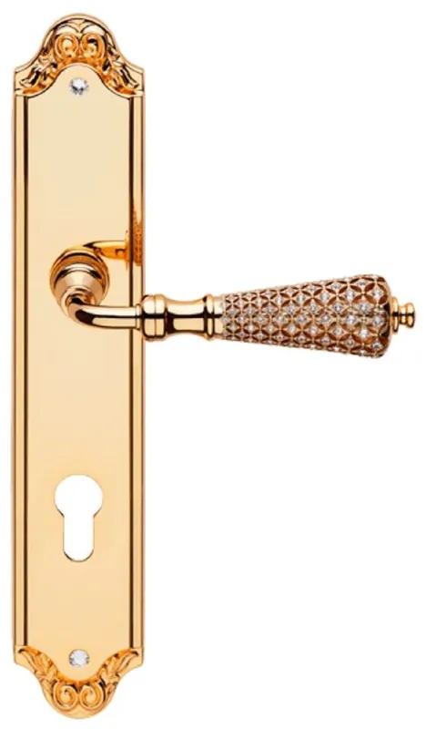 Casa Padrino ensemble de poignées de porte baroque avec verre en cristal Swarovski H. 27,5 cm - Fabriqué en Italie Zertifiziert