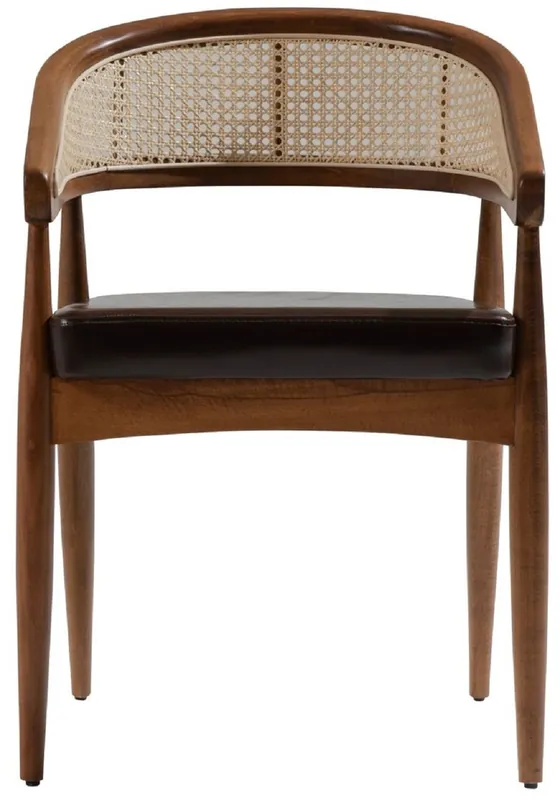 Preisknaller Casa Padrino chaise de salle à manger de luxe avec accoudoirs marron / naturel / noir H. 79 cm