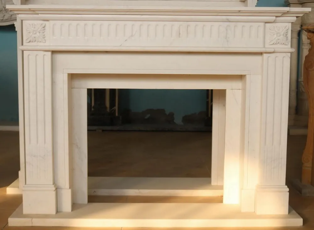 Neu Im Sortiment Casa Padrino cadre de cheminée baroque de luxe en marbre blanc 141 x H. 120 cm