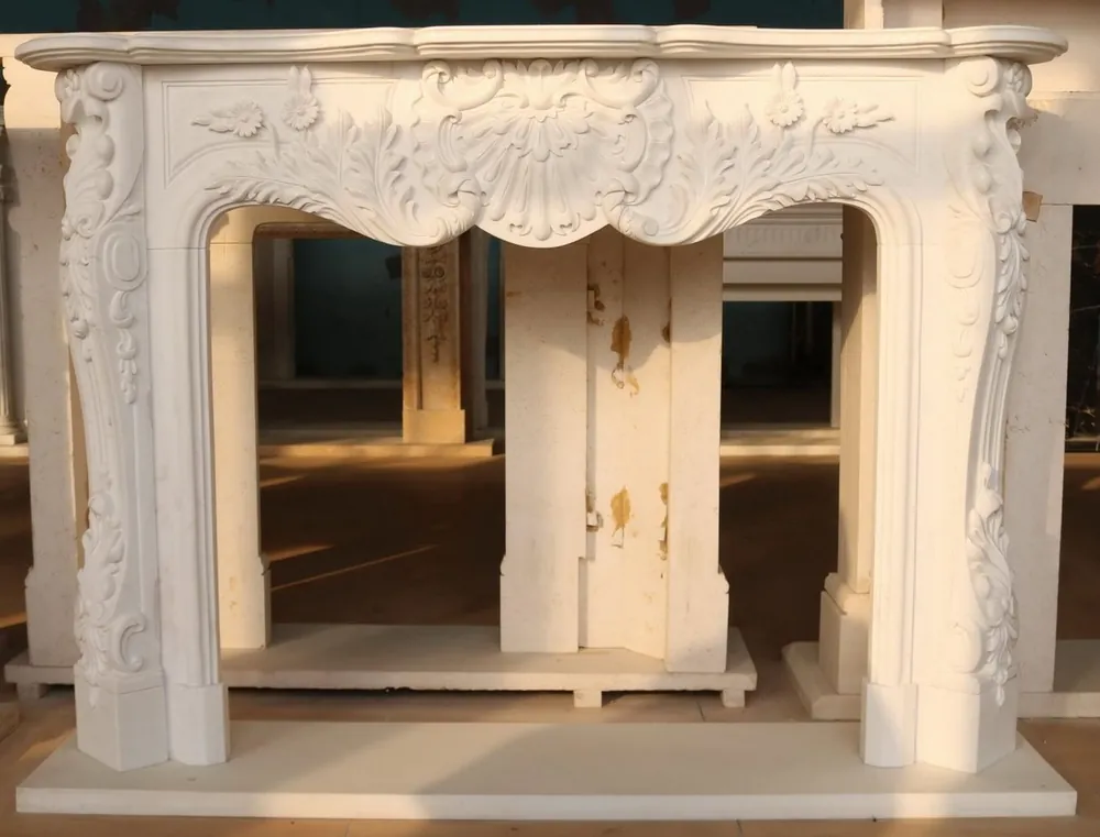 Günstig Casa Padrino cadre de cheminée baroque de luxe en marbre blanc 168 x H. 122 cm